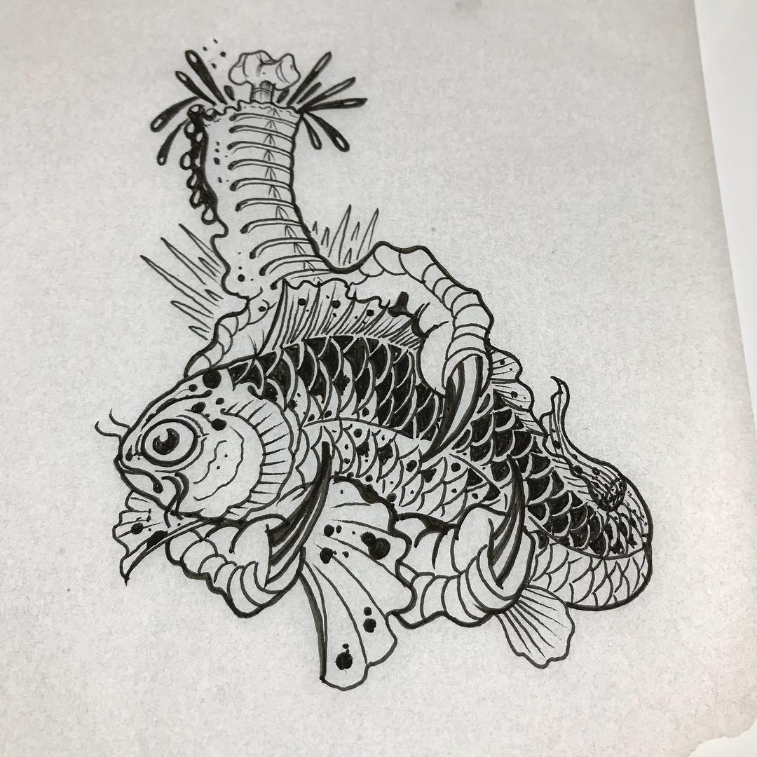 做律师助理的邰先生鱼纹身手稿